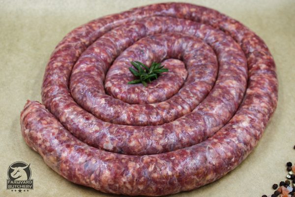 farmyard butchery beef boerewors thick